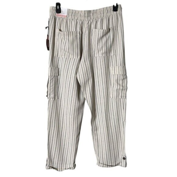 Happily Grey Womens Convertible Cargo Pants Large Linen Beachy Bohemian Lagom - Picture 3 of 8